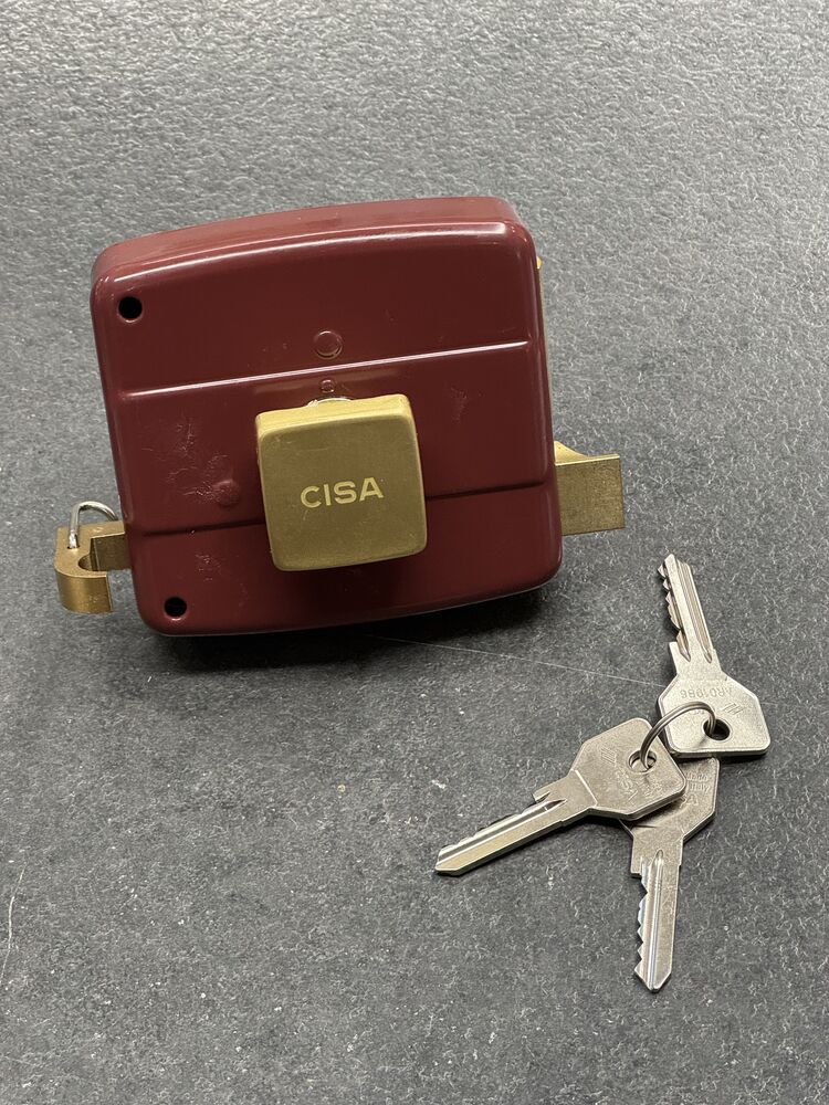 Serratura Cisa da applicare rossa per porta in legno con chiavi